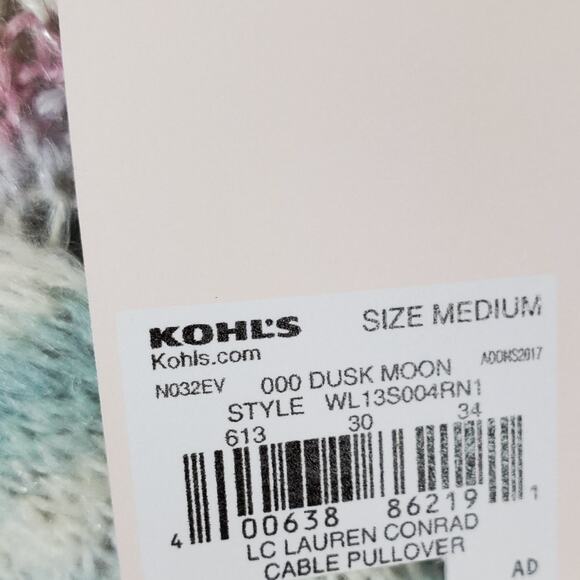 Lauren Conrad Rainbow Cable Knit Crochet Sweater Oversized Tunic Size M NWT - Picture 10 of 13